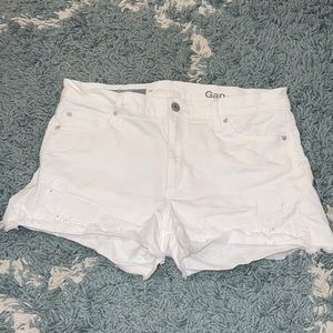 Gap Floral Embroidered Frayed Authentic Summer Shorts White Mid Rise Womens 30